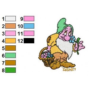 Snow White Bashful Embroidery Design